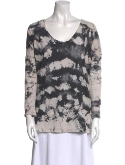 Pre-owned Raquel Allegra Tie-dye Print Scoop Neck Sweater In Gray