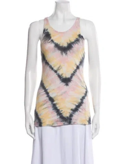 Pre-owned Raquel Allegra Tie-dye Print Scoop Neck Top In Multi