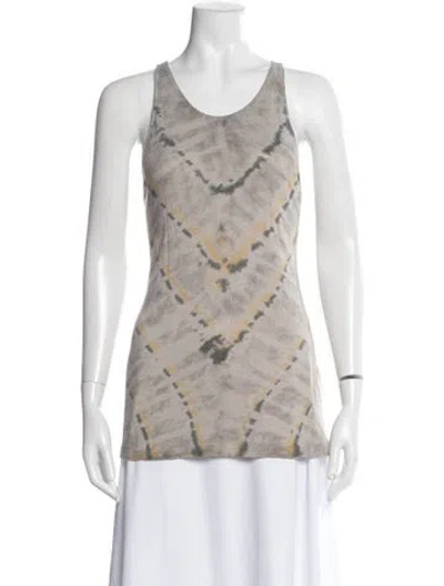 Pre-owned Raquel Allegra Tie-dye Print Scoop Neck Top In Neutral
