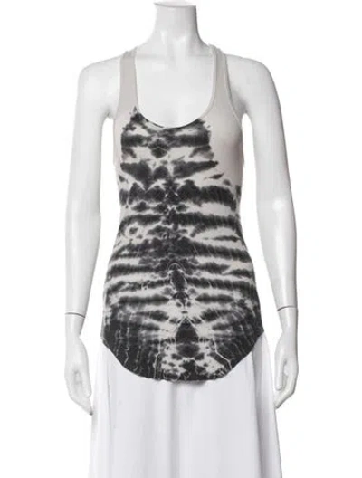 Pre-owned Raquel Allegra Tie-dye Print Scoop Neck Top In Neutrals