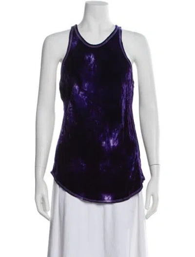 Pre-owned Raquel Allegra Tie-dye Print Scoop Neck Top In Purple