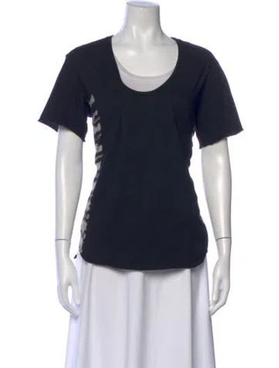 Pre-owned Raquel Allegra Tie-dye Print Scoop Neck T-shirt In Black