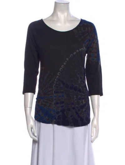 Pre-owned Raquel Allegra Tie-dye Print Scoop Neck T-shirt In Blue