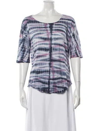 Pre-owned Raquel Allegra Tie-dye Print Scoop Neck T-shirt In Blue