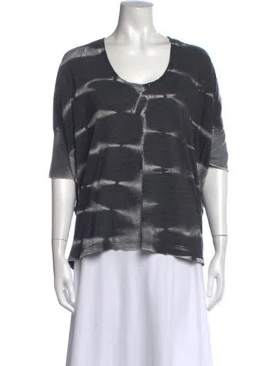 Pre-owned Raquel Allegra Tie-dye Print Scoop Neck T-shirt In Gray