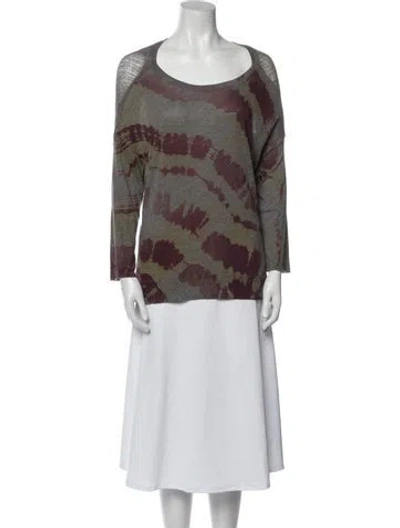 Pre-owned Raquel Allegra Tie-dye Print Scoop Neck T-shirt In Multi