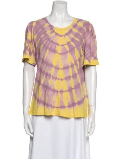 Pre-owned Raquel Allegra Tie-dye Print Scoop Neck T-shirt In Multi