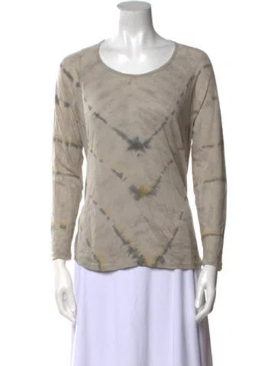 Pre-owned Raquel Allegra Tie-dye Print Scoop Neck T-shirt In Neutral