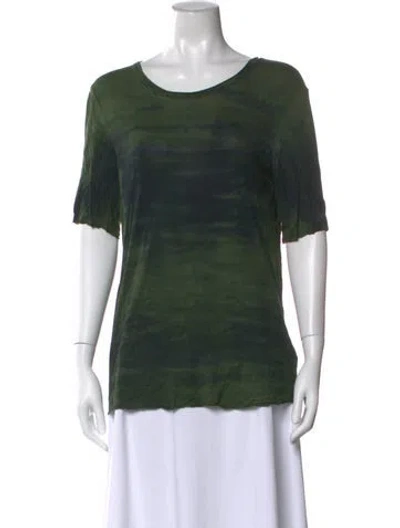 Pre-owned Raquel Allegra Tie-dye Print Scoop Neck T-shirt W/ Tags In Green