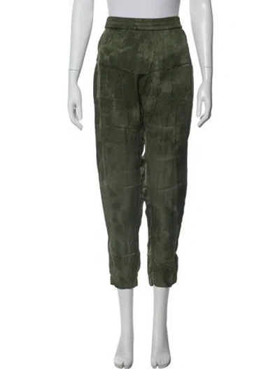 Pre-owned Raquel Allegra Tie-dye Print Skinny Leg Pants In Green