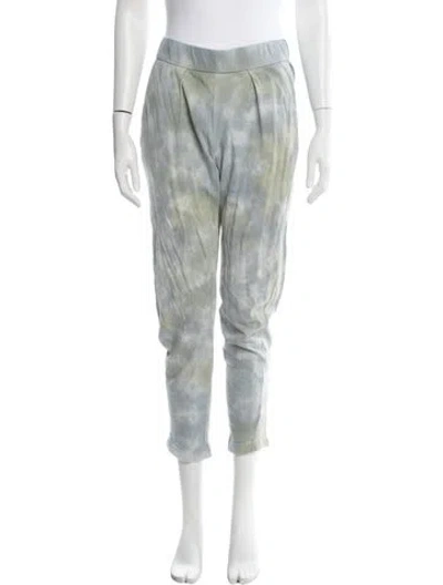 Pre-owned Raquel Allegra Tie-dye Print Straight Leg Pants In Blue/green