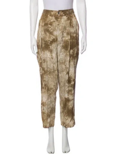 Pre-owned Raquel Allegra Tie-dye Print Straight Leg Pants In Green