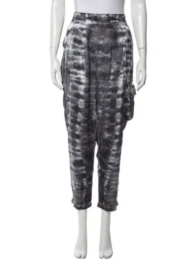 Pre-owned Raquel Allegra Tie-dye Print Straight Leg Pants In Grey