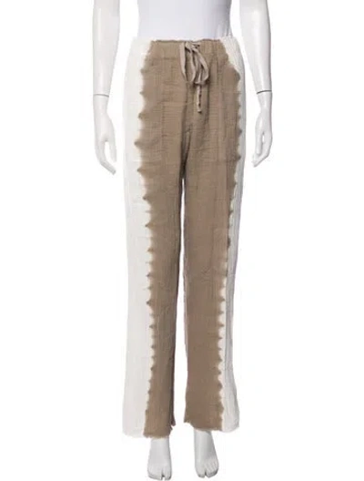 Pre-owned Raquel Allegra Tie-dye Print Straight Leg Pants In Neutrals