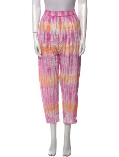 Pre-owned Raquel Allegra Tie-dye Print Straight Leg Pants In Pink