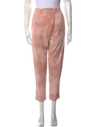 Pre-owned Raquel Allegra Tie-dye Print Straight Leg Pants In Pink