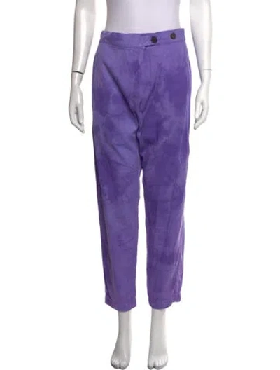 Pre-owned Raquel Allegra Tie-dye Print Straight Leg Pants In Purple