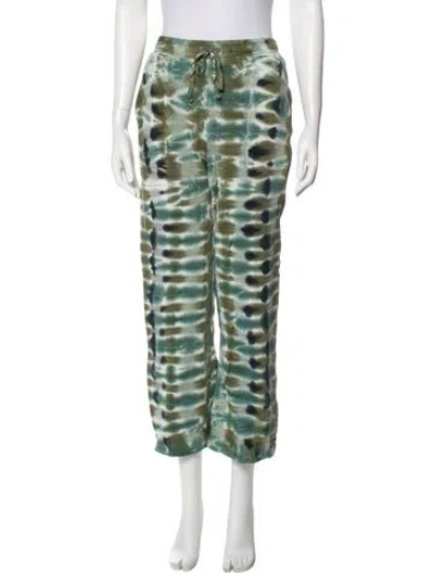 Pre-owned Raquel Allegra Tie-dye Print Sweatpants In Green