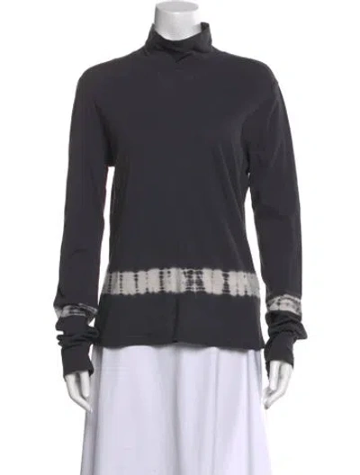 Pre-owned Raquel Allegra Tie-dye Print Turtleneck Top In Gray