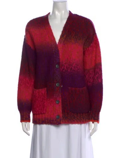 Pre-owned Raquel Allegra Tie-dye Print V-neck Sweater In Pink/purple