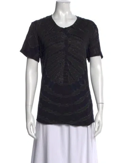 Pre-owned Raquel Allegra Tie-dye Print V-neck T-shirt In Black