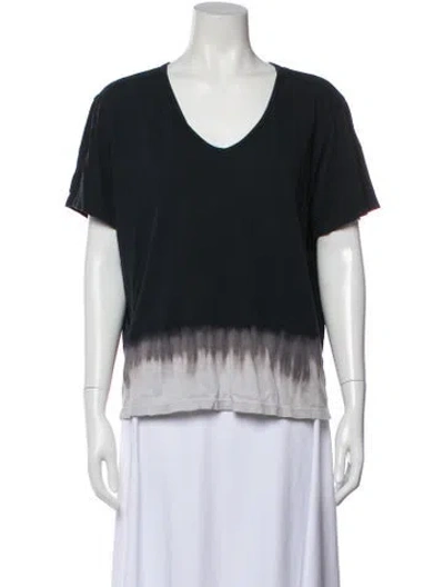 Pre-owned Raquel Allegra Tie-dye Print V-neck T-shirt In Blue