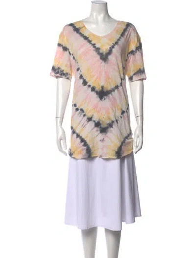 Pre-owned Raquel Allegra Tie-dye Print V-neck T-shirt In Neutral