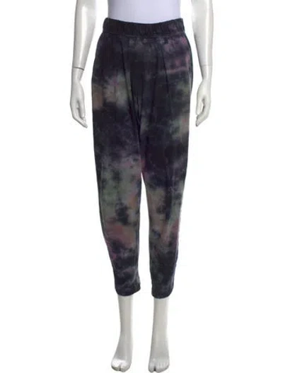 Pre-owned Raquel Allegra Tie-dye Print Wide Leg Pants In Black
