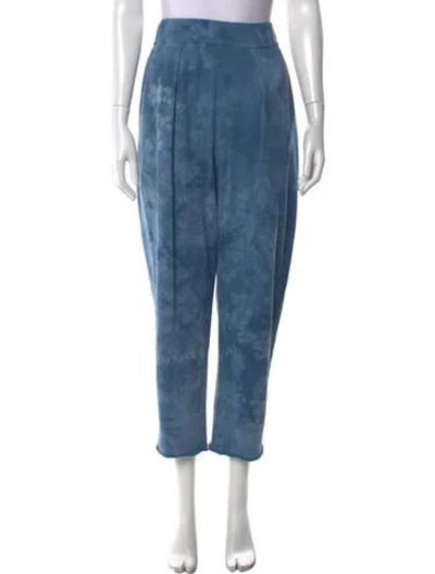 Pre-owned Raquel Allegra Tie-dye Print Wide Leg Pants In Blue