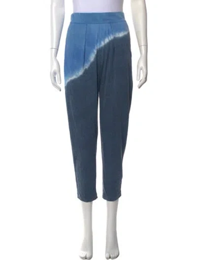 Pre-owned Raquel Allegra Tie-dye Print Wide Leg Pants In Blue
