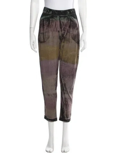 Pre-owned Raquel Allegra Tie-dye Print Wide Leg Pants In Brown
