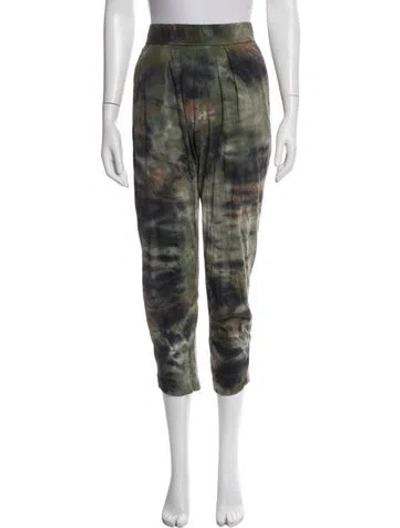 Pre-owned Raquel Allegra Tie-dye Print Wide Leg Pants In Green