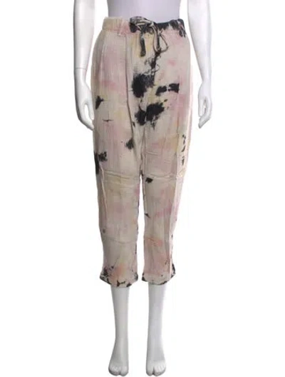 Pre-owned Raquel Allegra Tie-dye Print Wide Leg Pants In Neutrals