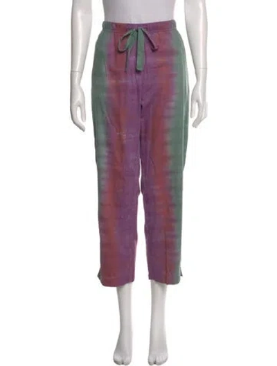 Pre-owned Raquel Allegra Tie-dye Print Wide Leg Pants In Purple