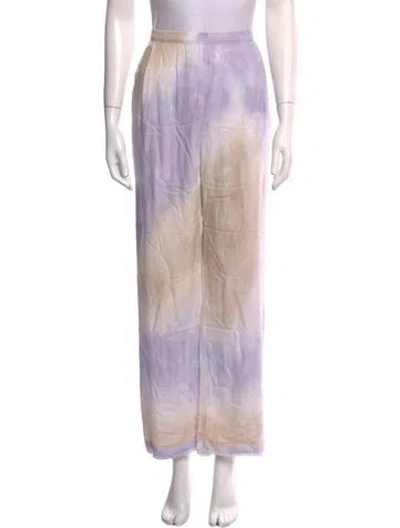 Pre-owned Raquel Allegra Tie-dye Print Wide Leg Pants In Purple