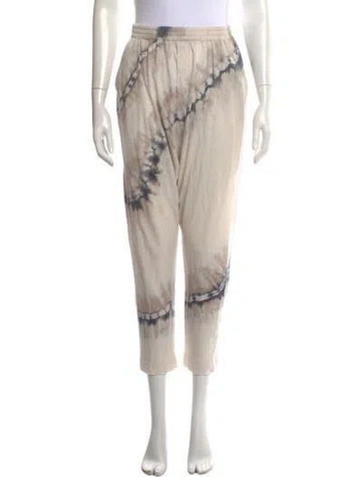 Pre-owned Raquel Allegra Tie-dye Print Wide Leg Pants In White