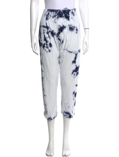 Pre-owned Raquel Allegra Tie-dye Print Wide Leg Pants In White