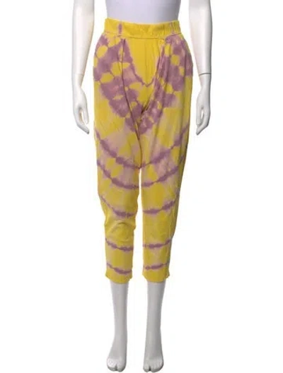 Pre-owned Raquel Allegra Tie-dye Print Wide Leg Pants In Yellow