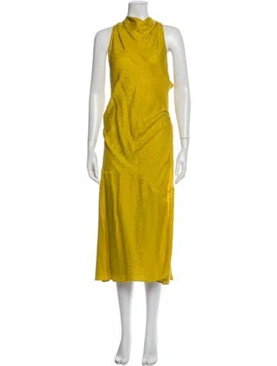 Pre-owned Raquel Allegra Turtleneck Long Dress In Yellow