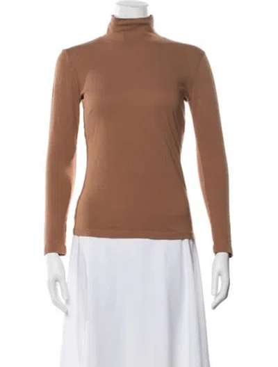Pre-owned Raquel Allegra Turtleneck Long Sleeve Top In Brown