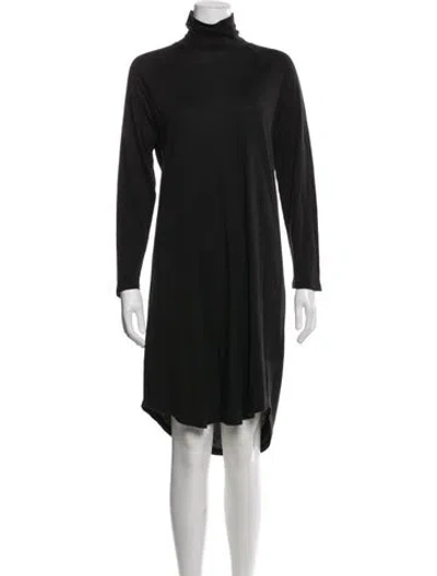 Pre-owned Raquel Allegra Turtleneck Midi Length Dress In Black