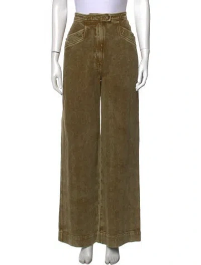 Pre-owned Raquel Allegra Tweed Pattern Wide Leg Pants In Gold