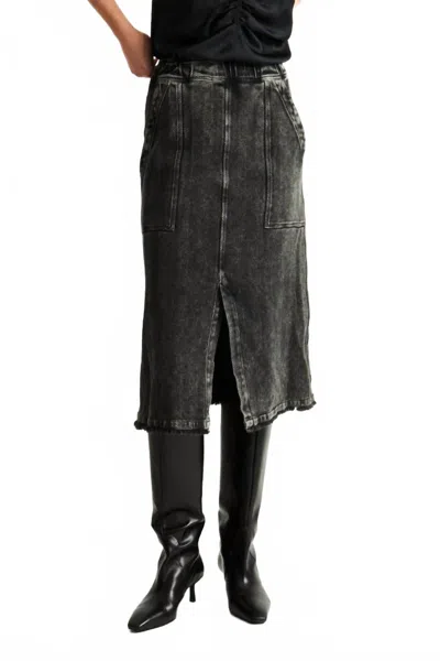Raquel Allegra Twill Work Skirt In Faded Black