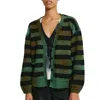 Raquel Allegra Viola Cardigan In Forest Stripe In Multi