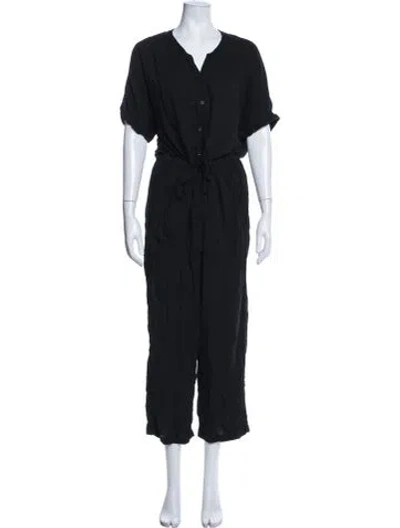 Pre-owned Raquel Allegra V-neck Jumpsuit In Black