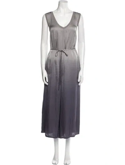 Pre-owned Raquel Allegra V-neck Jumpsuit In Gray