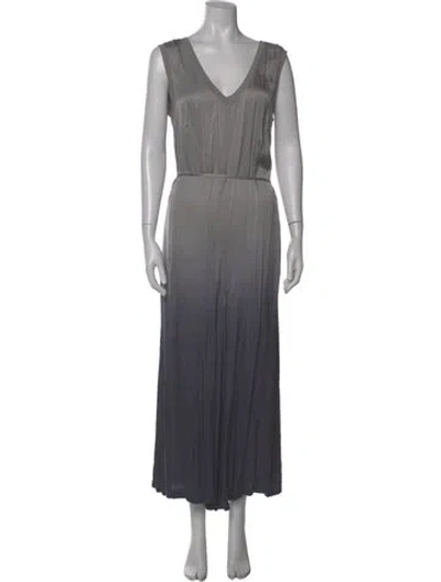 Pre-owned Raquel Allegra V-neck Jumpsuit In Gray
