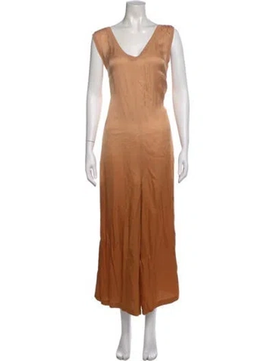 Pre-owned Raquel Allegra V-neck Jumpsuit In Multi
