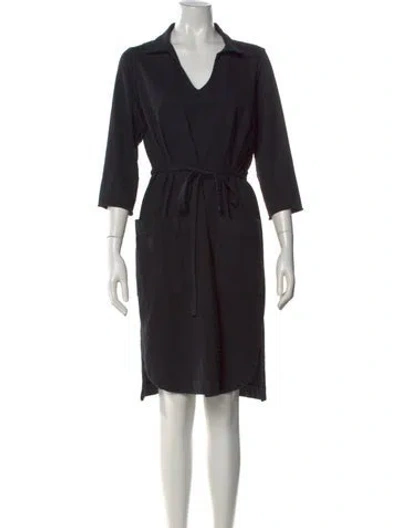 Pre-owned Raquel Allegra V-neck Knee-length Dress In Black