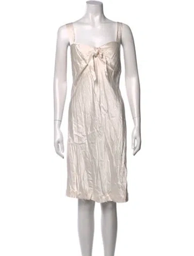 Pre-owned Raquel Allegra V-neck Knee-length Dress In Grey